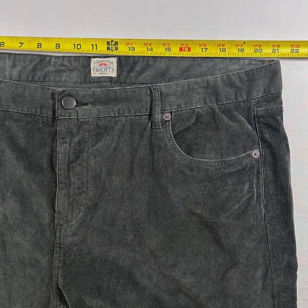 Faherty Corduroy Pants Mens 40 Gray Stretch Terry 5 Pocket Slim Straight Cotton - Picture 9 of 13
